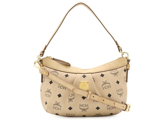 Borsa a tracolla MCM Visetos Glam Beige