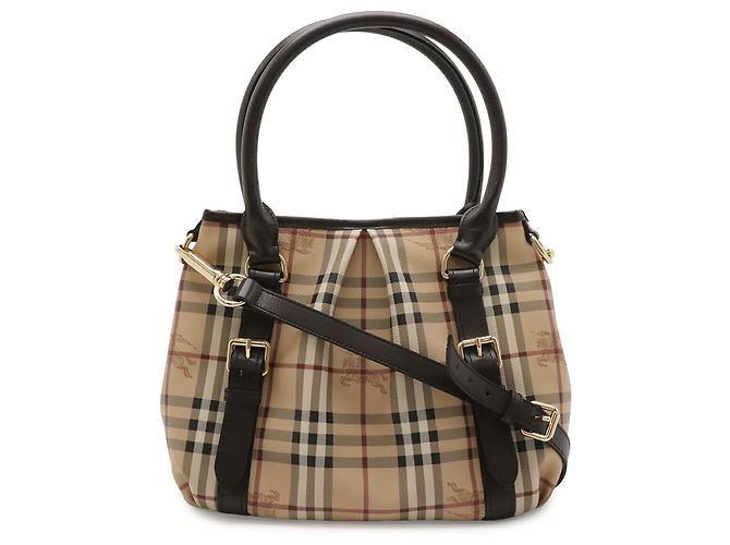Burberry Nova Check Tote/Shoulder Bag Black Beige Dark red Dark brown