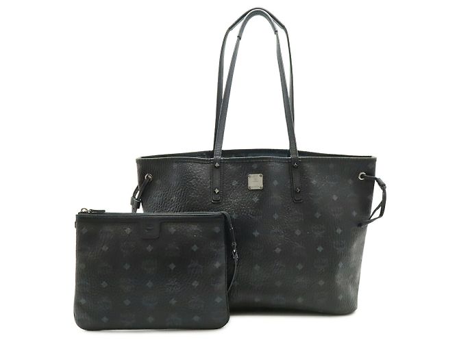 Borsa Tote MCM Visetos Glam Nero Blu