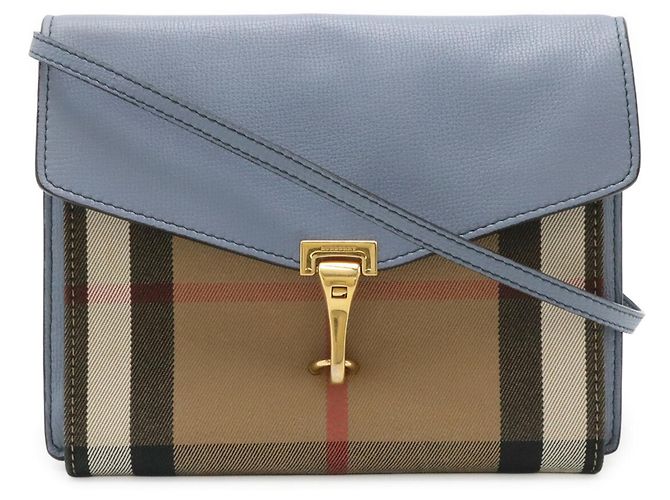 Bolsa de Ombro Burberry Macken Multicor Bege Azul claro