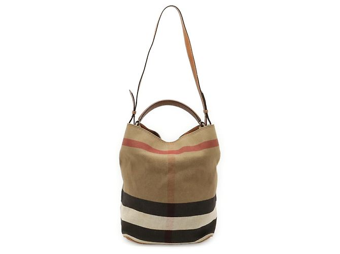 Borsa a tracolla Burberry Ashby Medium Hobo Nova Check Marrone Nero Rosso