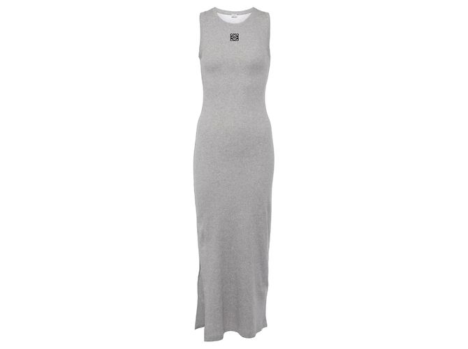 Loewe Vestido maxi sem mangas canelado cinzento Cinza