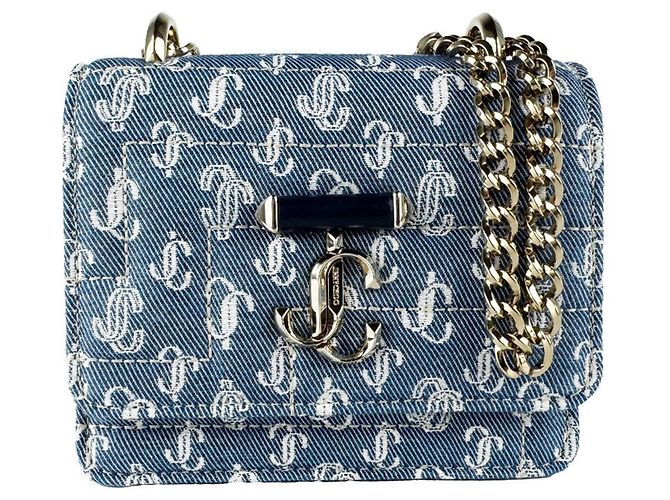 Borsa a tracolla Jimmy Choo Micro Avenue Quad in Denim Blue