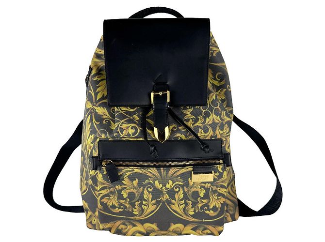 Gianni Versace Black & Gold Men's Backpack Golden