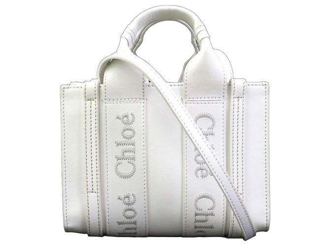 Bolsa de Ombro Chloé Woody Leather Branco