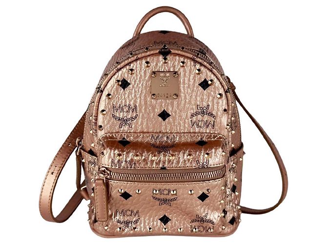 MCM Leather Backpack in Pink Beige