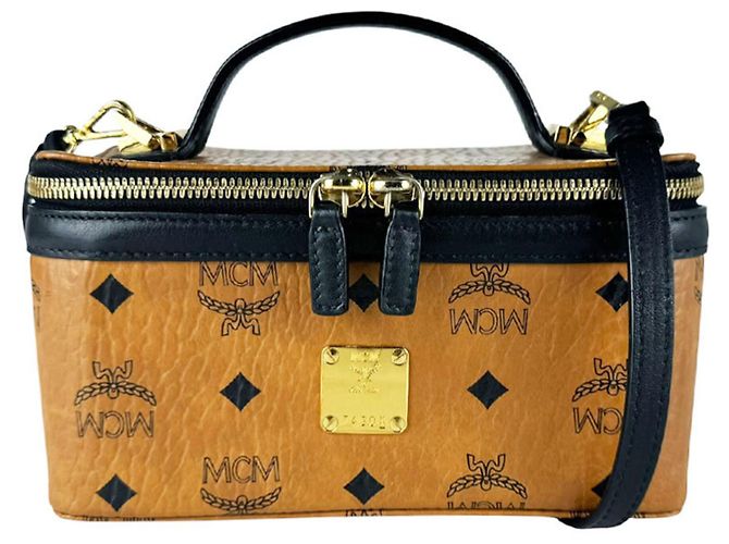 MCM Leather Shoulder Bag Brown Black