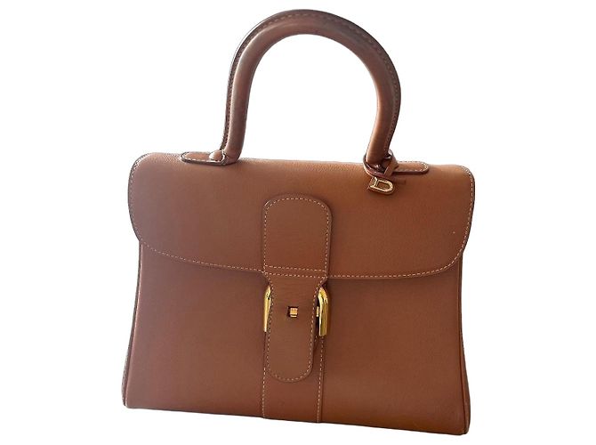 Bolsa Delvaux Brillant em couro castanho