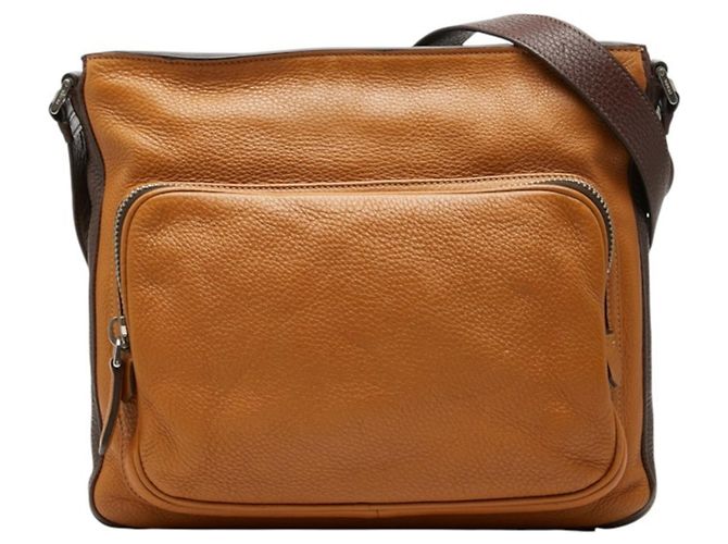 Sac bandoulière Prada avec plaque logo triangle Marron Camel