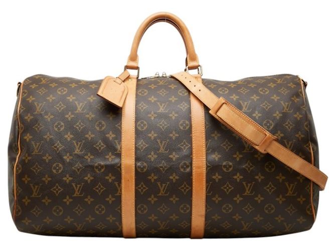 Louis Vuitton Monogram Keepall Bandoulière 55 Boston Bag Braun