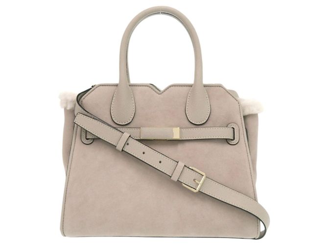 Mini bolso de shearling Valextra Milano Beige
