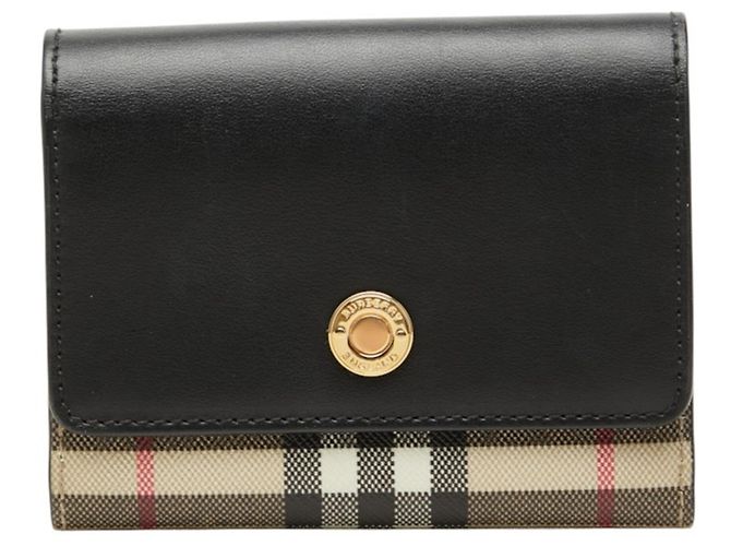 Burberry Nova Check Tri-fold Wallet Black Beige
