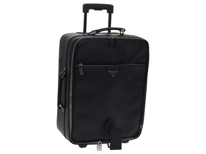 Prada Boston Tessuto Large avec fermeture éclair frontale extensible Noir