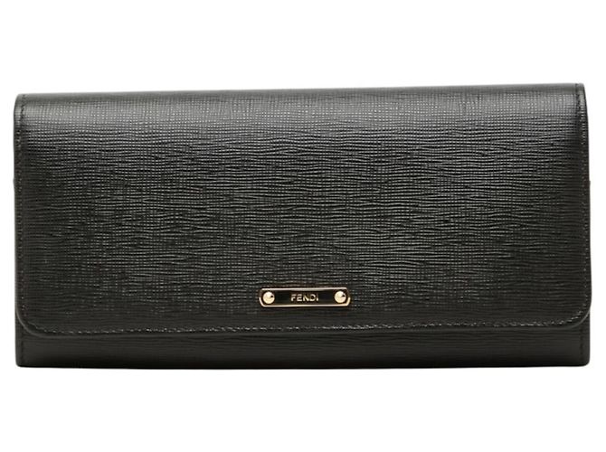 Fendi Black Leather Long Wallet