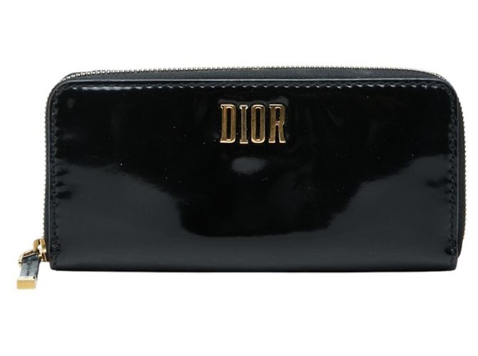 Cartera larga Christian Dior de esmalte negro