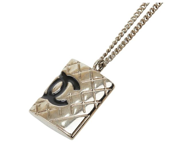 Collar de cadena Chanel Cambon Coco Mark Plata