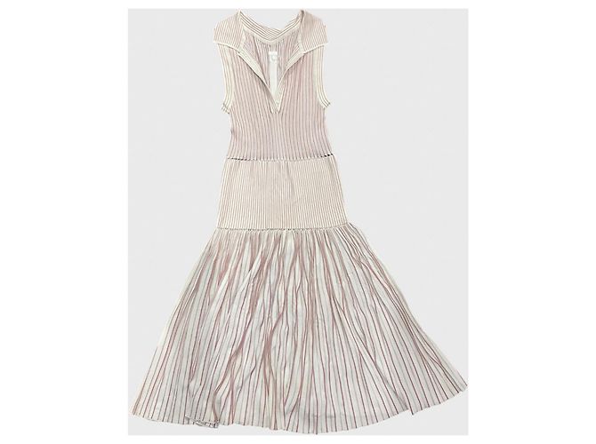 Alaïa Kleid Beige Plissierter Mesh