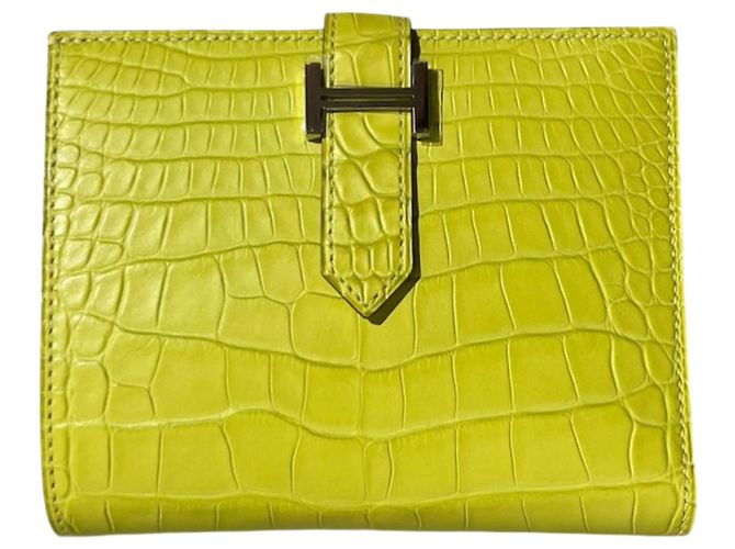 Portefeuille Hermès Béarn jaune Yellow