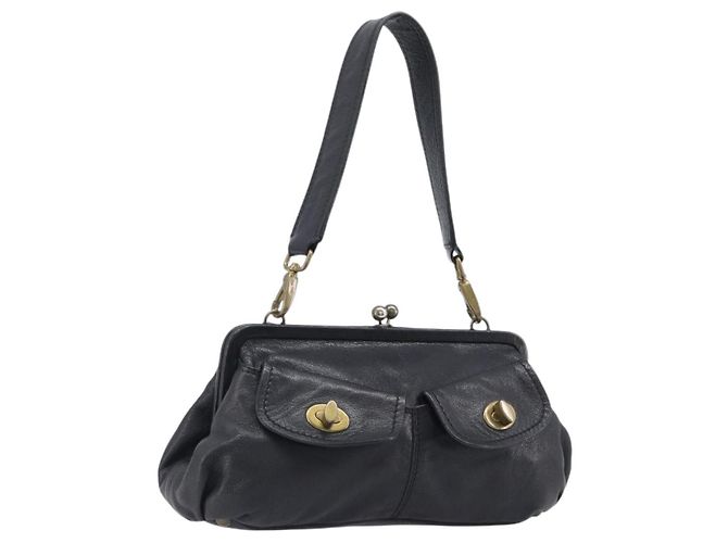 Borsa a tracolla Miu Miu in pelle nera e oro Auth yk20915V Nero D'oro