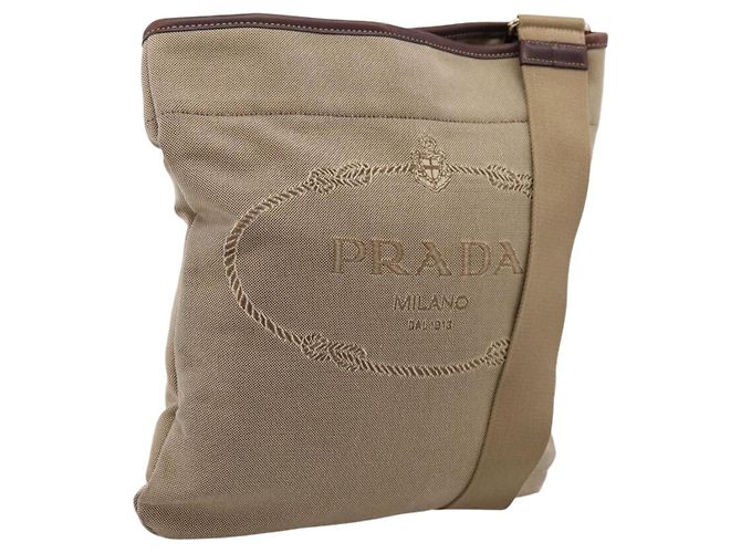 Borsa a tracolla PRADA Jacquard Beige Silver Auth 204093 Argento