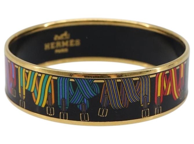 Hermès HERMES Bangle Emaille GM Metal Gold Tone Auth 203626M