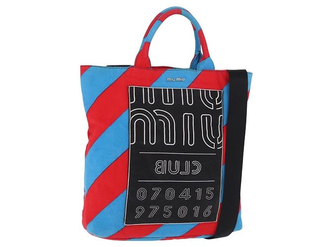 Borsa a Mano Miu Miu Canvas 2way Multicolor Silver Auth 197284A Argento Multicolore