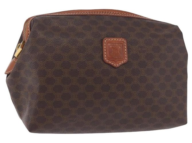 Céline Pouch CELINE Macadam Canvas PVC Leather Brown Gold Auth ki6839 Marrone D'oro