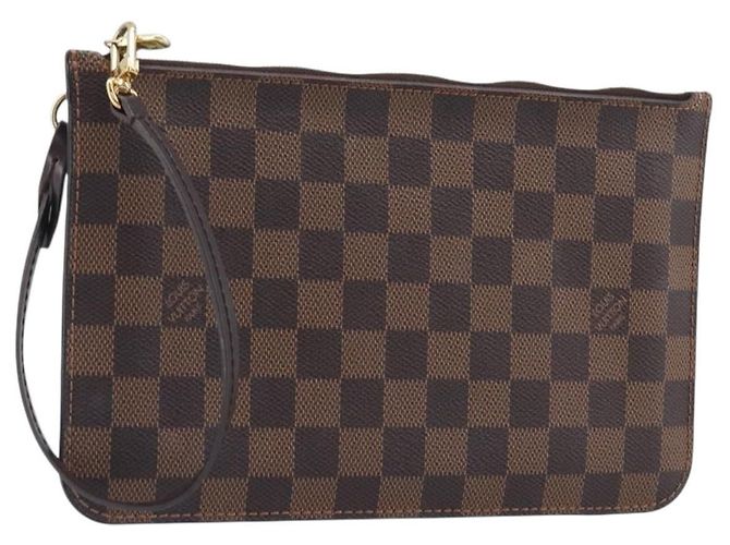 LOUIS VUITTON Damier Ebene Neverfull MM Pouch LV Auth 204437A