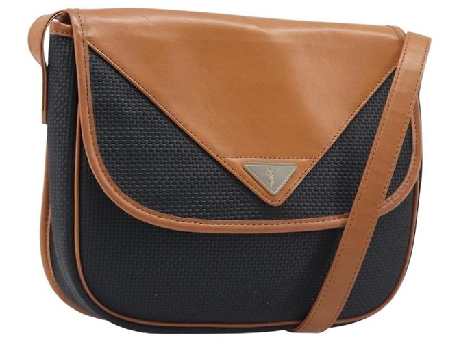 Autre Marque Borsa a tracolla SAINT LAURENT PVC Canvas Black Gold Auth 201465 Nero D'oro