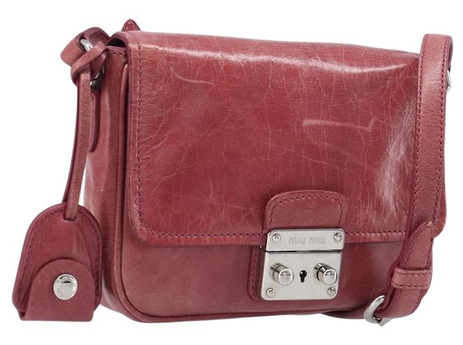 Borsa a tracolla Miu Miu Vitellolux Pink Silver Auth 203688A Argento Rosa