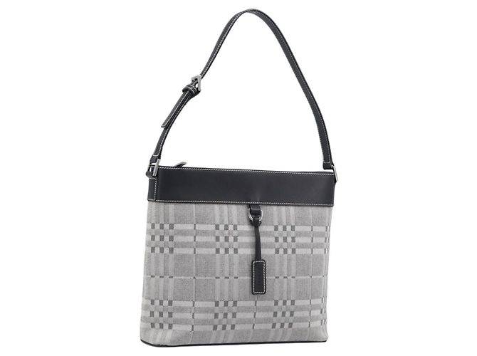 Borsa a tracolla BURBERRY Canvas Gray Silver Auth 203686A Marrone Argento