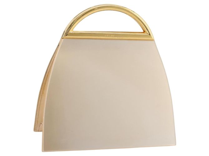 Céline Bolso de mano CELINE plástico Beige Gold Auth 204877 Dorado