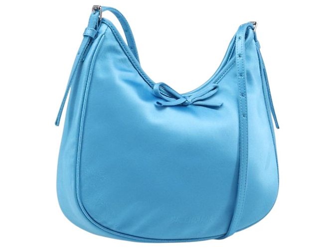Bolso de hombro BALENCIAGA Satin Blue Silver Auth 203660V Plata Azul