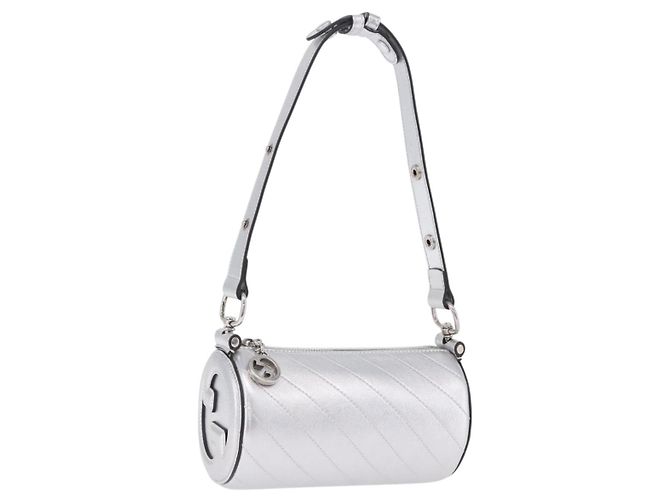 Borsa a tracolla GUCCI Blondy in pelle argento 760170 Auth 203732M