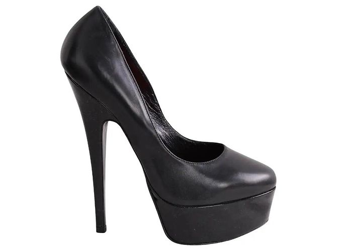 Autre Marque Maison Ernest Black Leather Heels Size 38