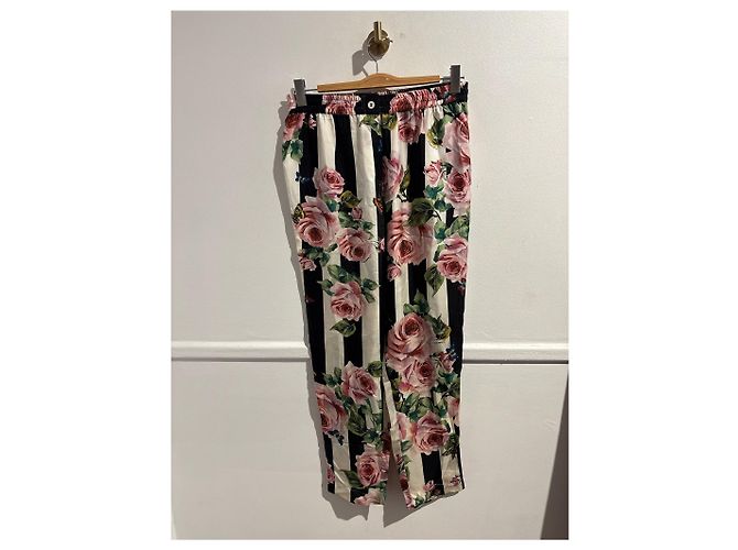 Dolce & Gabbana gestreifte Hose T.38 Schwarz