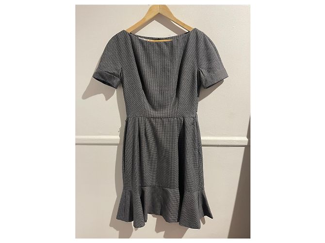 Autre Marque Dior Kleid aus Wolle grau Hahnentritt