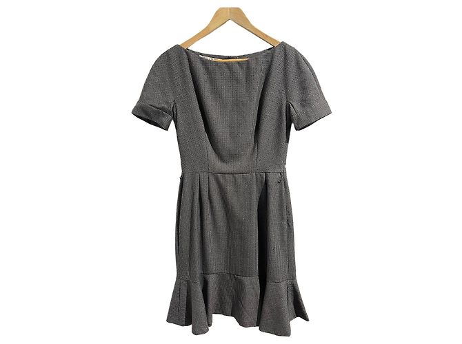 Autre Marque Dior Grey Houndstooth Wool Dress