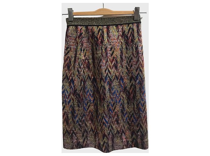 Gonna Missoni Zigzag in Viscosa e Lana Multicolore