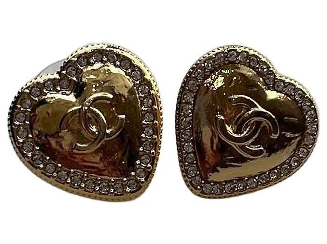 Boucles d'oreilles Chanel coeur doré