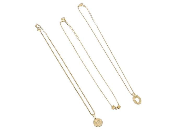 Collana Christian Dior metallo set da 3 Oro Auth SW2804 D'oro