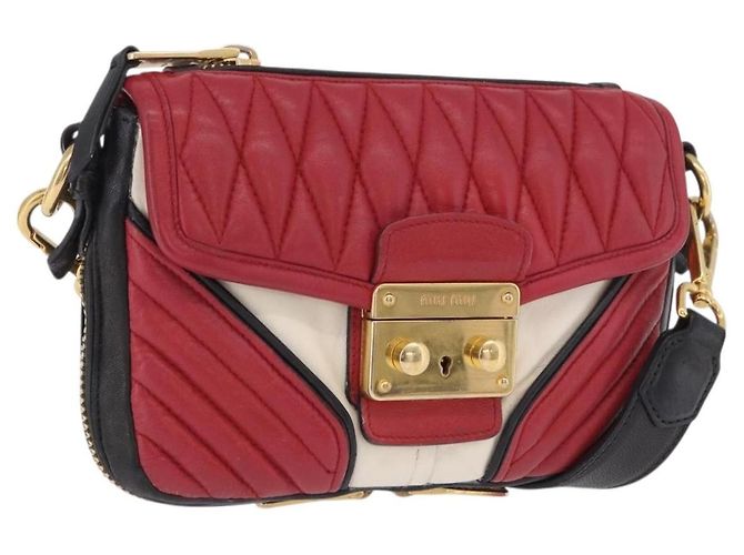 Borsa a tracolla Miu Miu Biker in pelle rossa e oro Auth 204043A Rosso D'oro