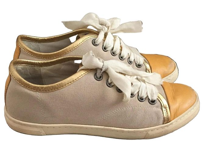 Baskets Lanvin Beige en Toile et Cuir Taille 35