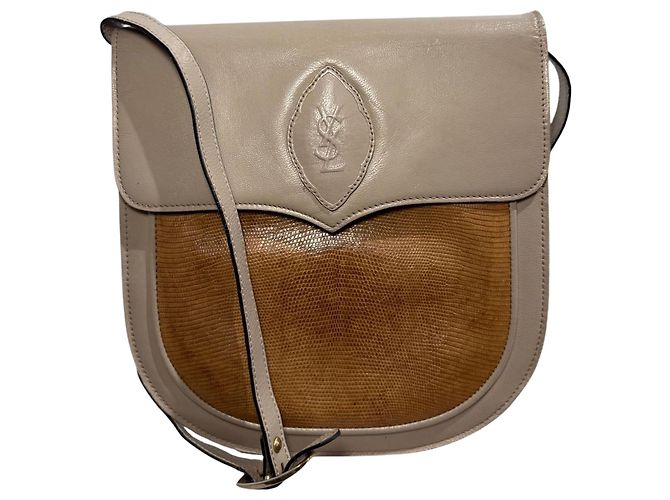 Bolsa Yves Saint Laurent bege Cinza
