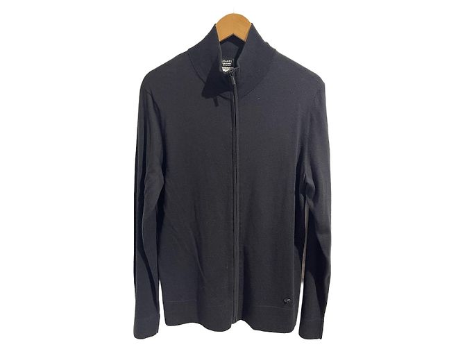 Chanel Uniform Strickjacke aus Wolle schwarz M