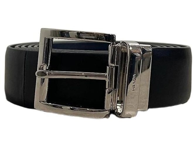 Ceinture Prada réversible noir/bleu T.S