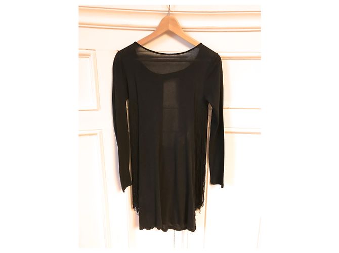 Stella Mc Cartney Stella McCartney Top mit Fransen T.36 Schwarz