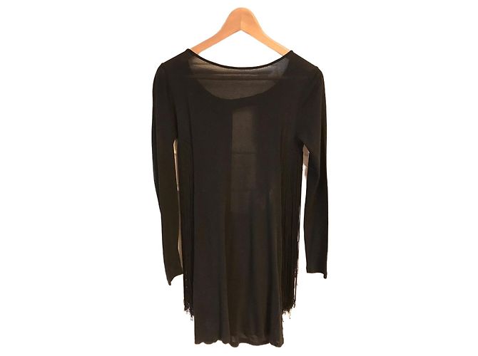 Stella Mc Cartney Top Stella McCartney com franjas T.36 Preto