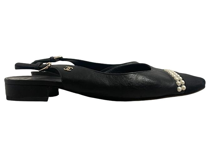 Slingback Chanel pretas T.39 Preto