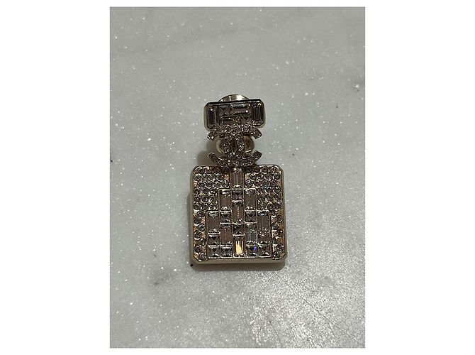 Chanel N°5 Parfümflakon Brosche Strass Goldfarben Golden